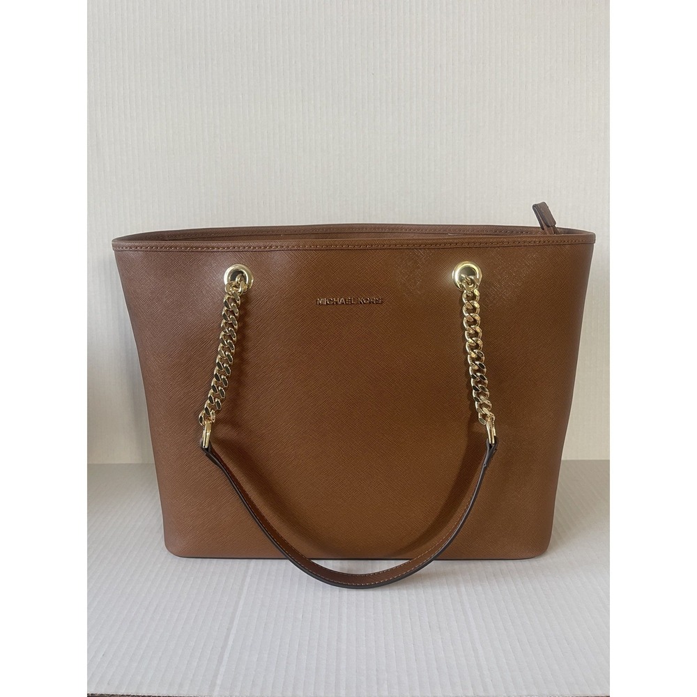 NWT Michael Kors Jet Set Travel Chain Carryall Tote - Tan/Brown